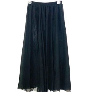 Lace Girl Chifon Overlay Pleated Skirt Black Size Small Medium